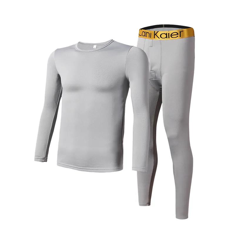 Autumn and Winter Men's Thermal Underwear Base Underwear Suit Plus Velvet Round Neck Thermo Clothes