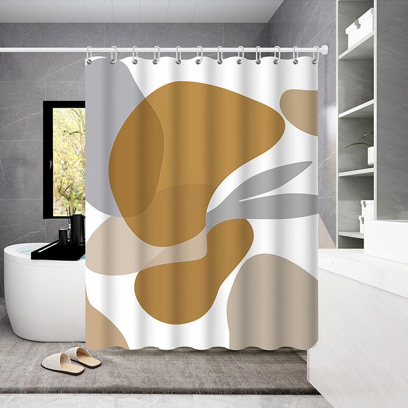 Bathroom Shower Curtain 180*180cm Waterproof Cloth Bathroom Shower Curtain Hanging Curtain Thickening Mold-proof Partition Curtain Free Perforation