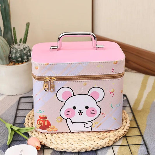 Cute Cartoon Cosmetic Box Large-capacity Multi-functional Portable Girl's Heart Cosmetic Bag Storage Box