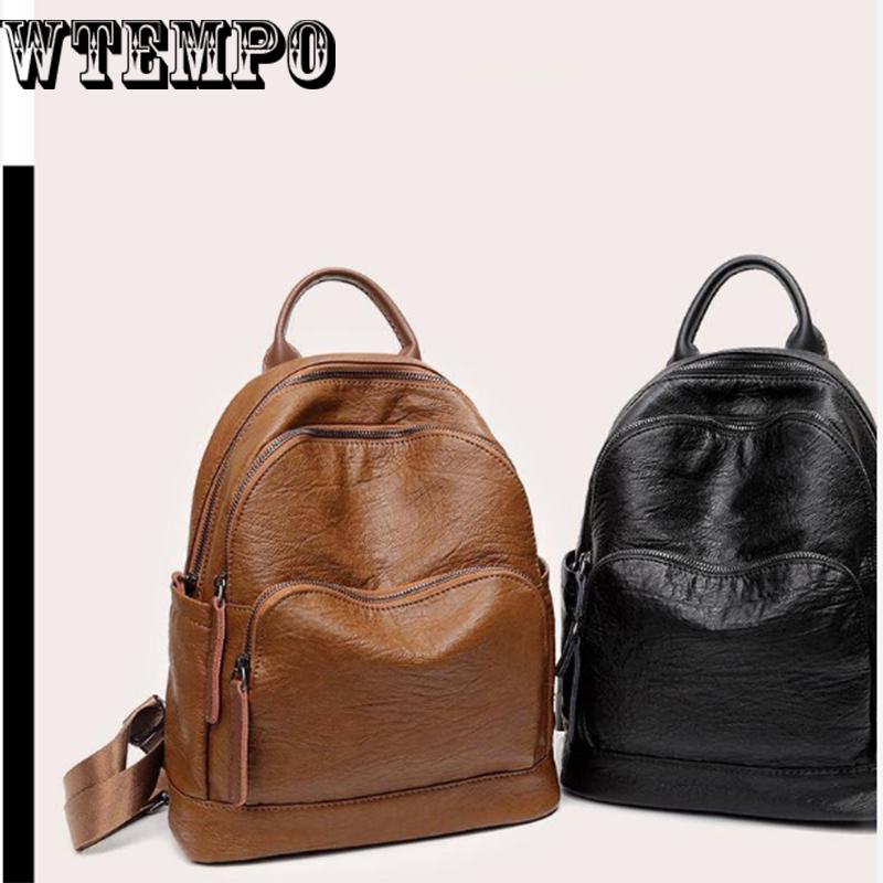 Shoulder Bag Female Leather Solid Color Bag Fashion Casual Travel Backpack Ladies Shoulder Bag