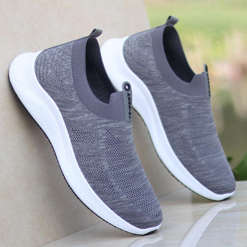 Men's Cloth Shoes Summer Fashion One-legged Overshoes Casual Sports Soft-soled Shoes Breathable Lazy Mesh Shoes