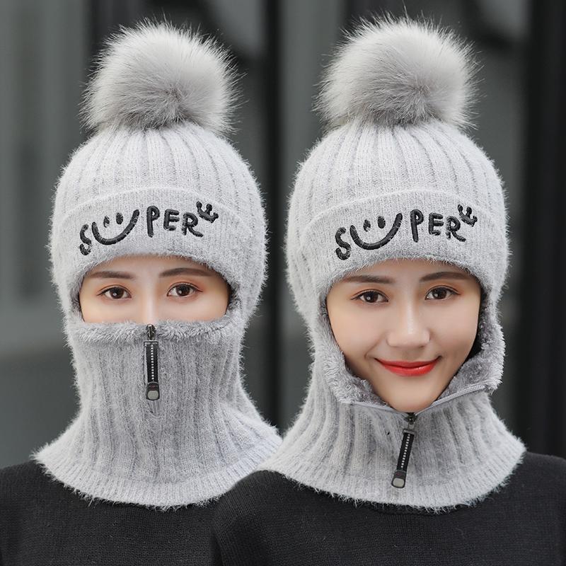 Warm hat Thick hat Fashion Woman hat Plush Cotton hat Trendy wild hat Windproof hat Winter