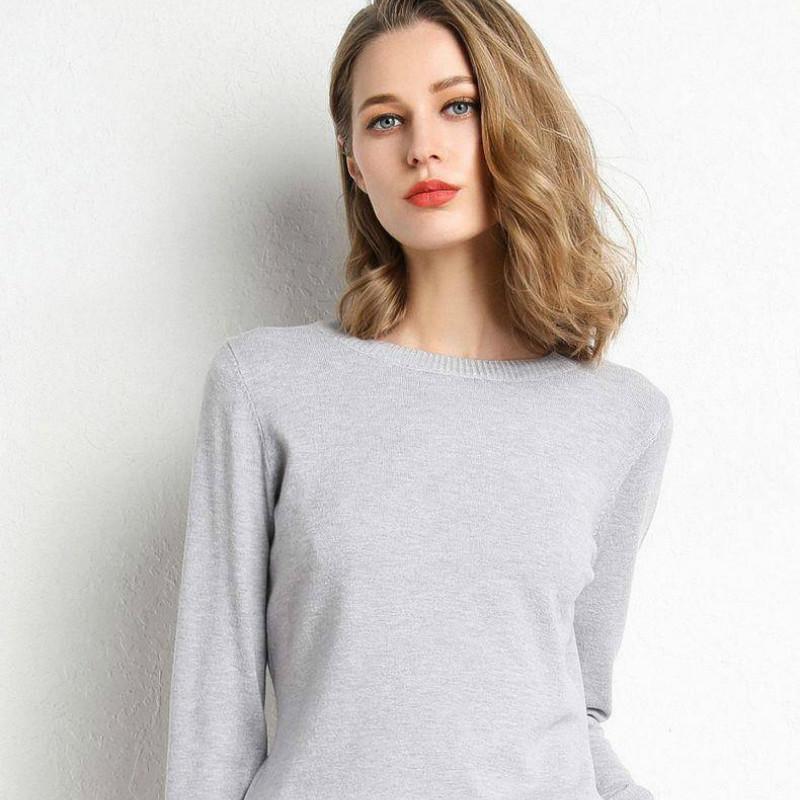 Pofulove 10 Colorss Round Neck Bottoming Shirt Sweater Women Short Long Sleeve Pullover Solid Color Knitted Sweater