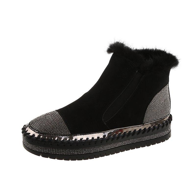 Autumn and Winter Fashion Rhinestones and Velvet Warm Snow Boots Casual Women's Shoes