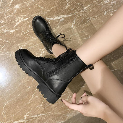 Martin Boots Female British Style Autumn and Winter Side Zipper Short Boots Soft Leather Comfortable All-match Single Boots