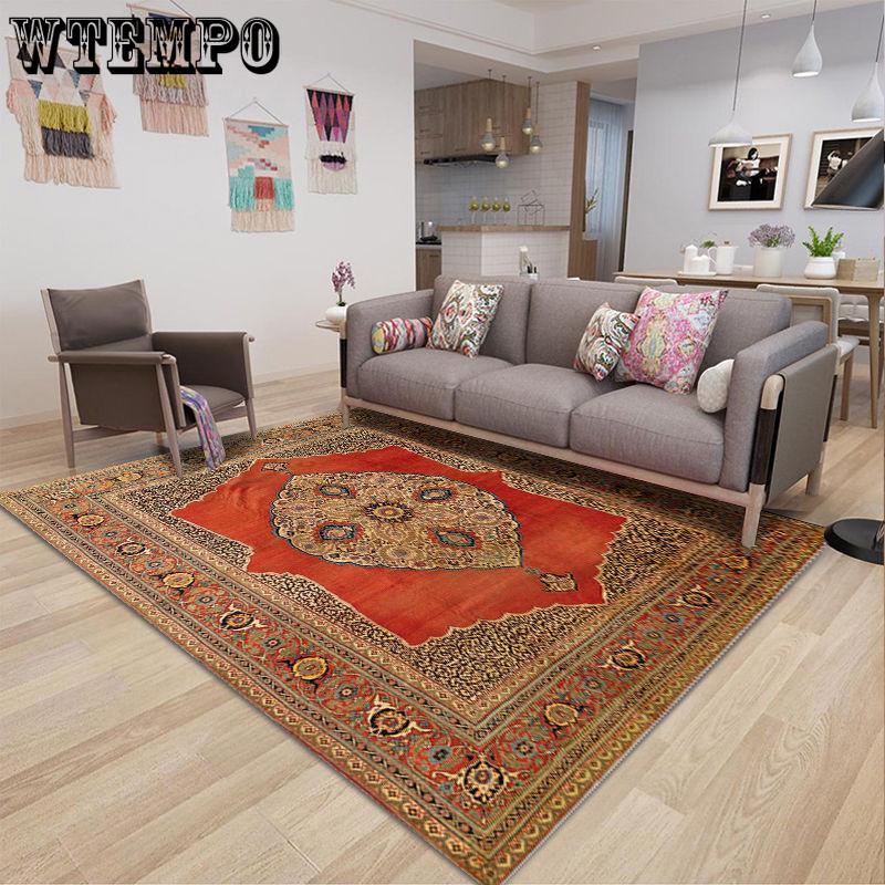 Large Area Rugs Persian Style National Printed Carpets for Living Room Bedroom Anti-Slip Floor Mat