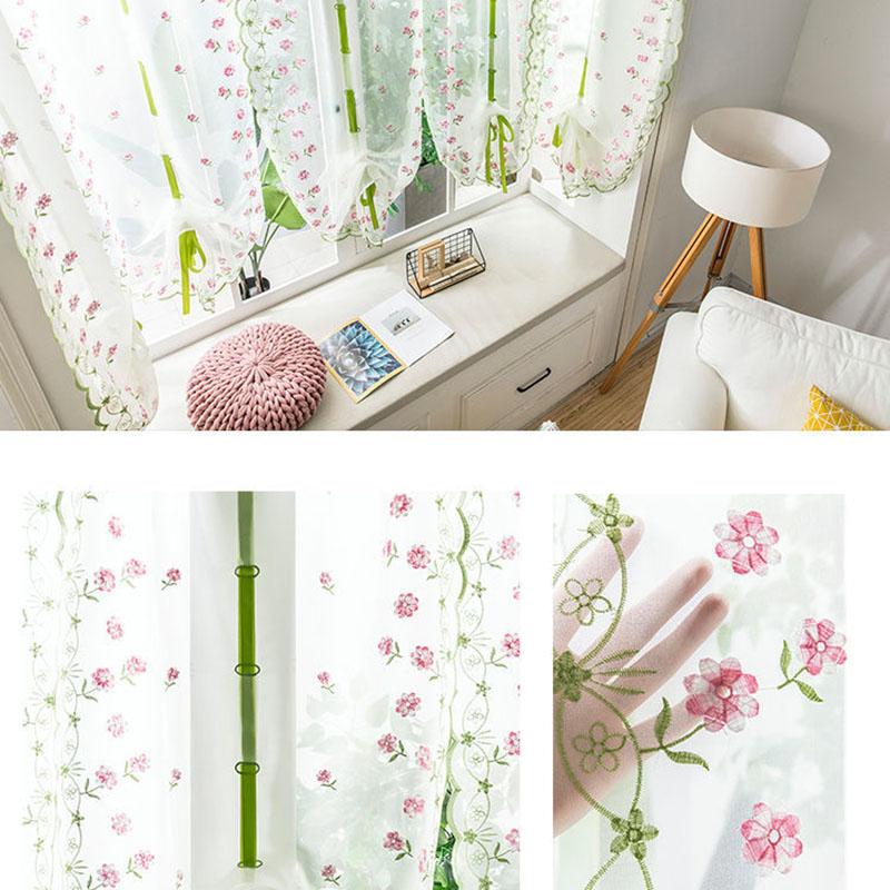 Romantic Butterfly Floral Voile Tulle Curtains Draw String  Door Window Curtain Balcony Panel Sheer Curtains