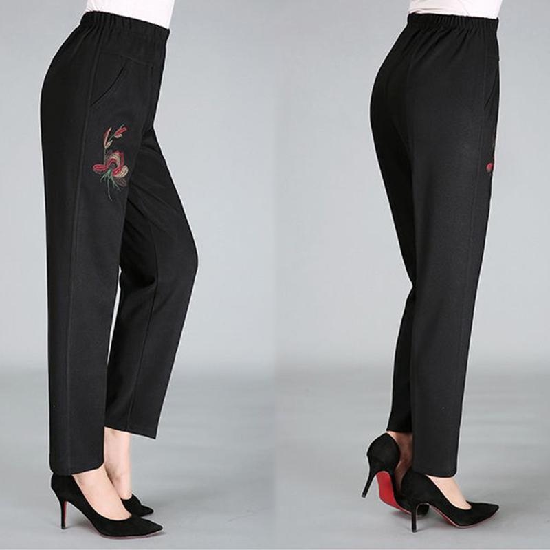 Middle-aged and Elderly Spring and Autumn Women's Pants Grandma High-waist Loose Straight-leg Pants Large Size Pants for The Elderly