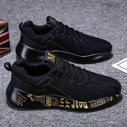 Plus Size 39-44 Fashion Summer Men Mesh Sneakers Low-top Running Basketball Shoes Outdoor Non-slip Shockproof Letter Shoes