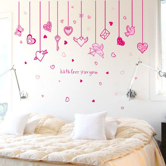 Love Cupid Children's Room Kindergarten Room Decoration wall Stickers romantic love pink wallpaper