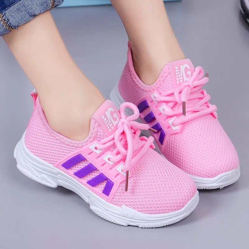 Fashionable Children Infant Kids Baby Girls Boys Solid Stretch Mesh Net Breathable Sport Run Sneakers Shoes