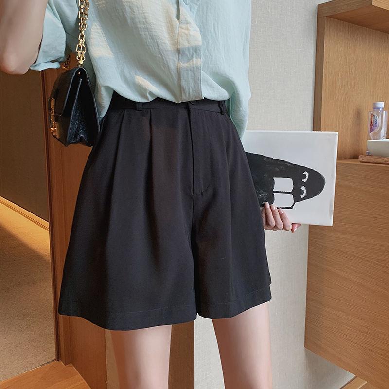 WTEMPO Women Zip Button Suit Trousers Shorts Spring and Summer High Waist Slimming Casual Loose A-line Wide-leg Pants