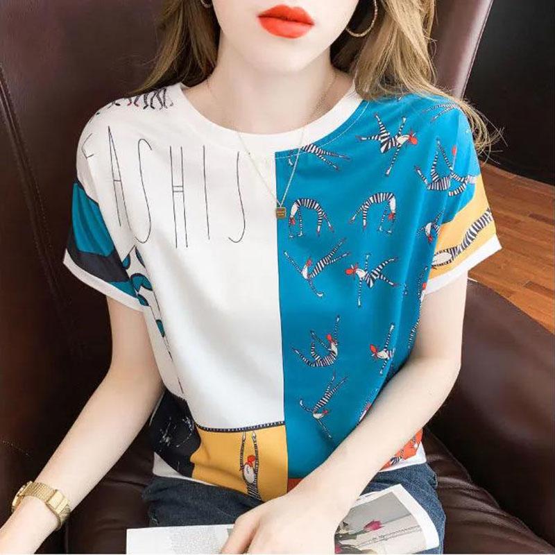 Women's Summer T-Shirt Loose Round Neck Short Sleeve Casual Top