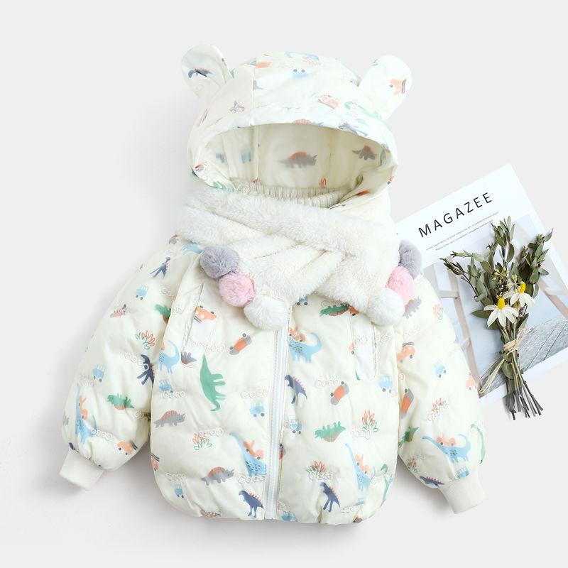 Cute Children Down Padded Jacket Baby Boy Girl Flower Winter Thicken Parkas Kids Colorful Clothes Hoodie Warm&waterproof Outwear