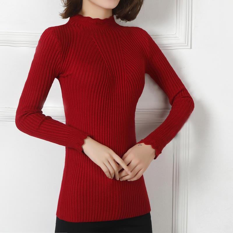 Knitted Sweater Women Slim Pullover Tops Casual Jumpers Winter Thin Sweaters Pull Femme Autumn