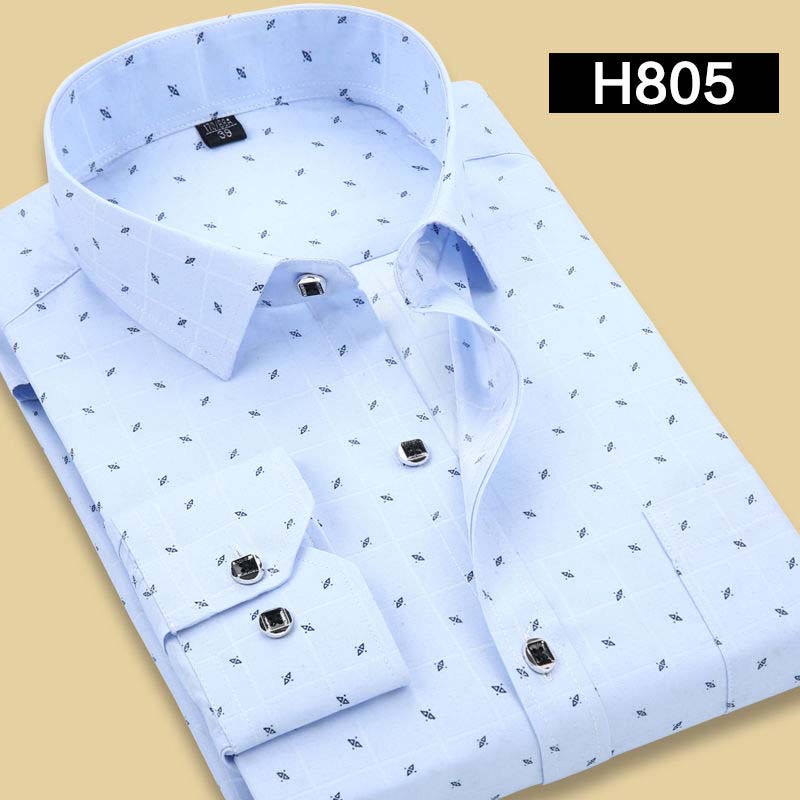 Spring and Autumn Long-sleeved Shirts Popular Men's Thin Casual Printed Shirts Tide Youth Inch Shirts