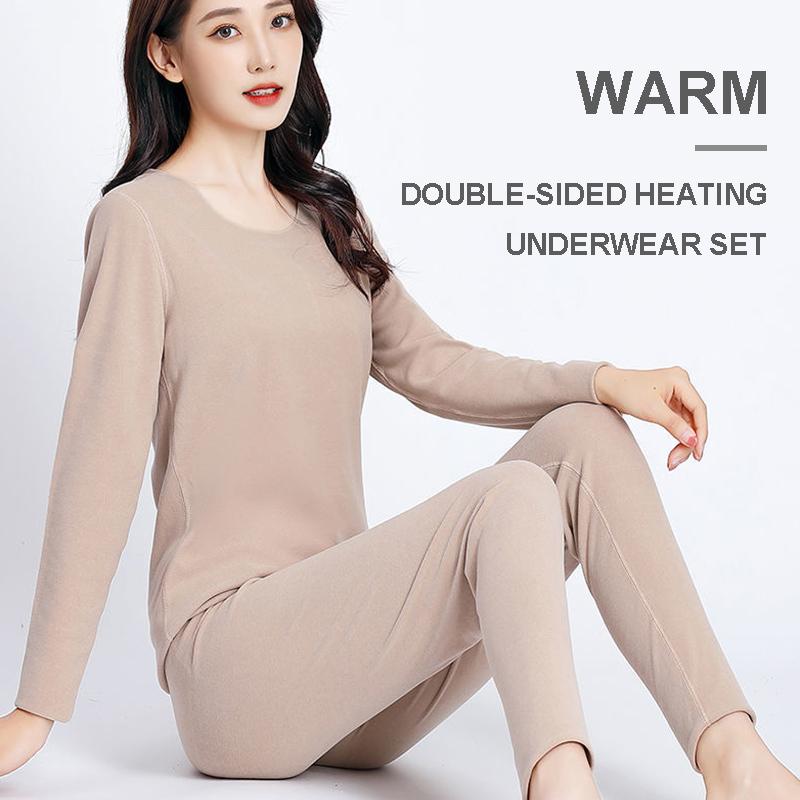 Winter Thermal Underwear Women Plus Velvet Thick Double-sided Velvet Self-heating Autumn Clothes Long Trousers Ladies Suit