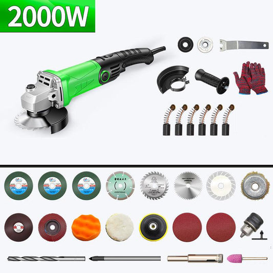 2000W Industrial Powerful Angle Grinder Deluxe Set Handheld Wired Cutter Polisher Can Cut Metal Stone Glass