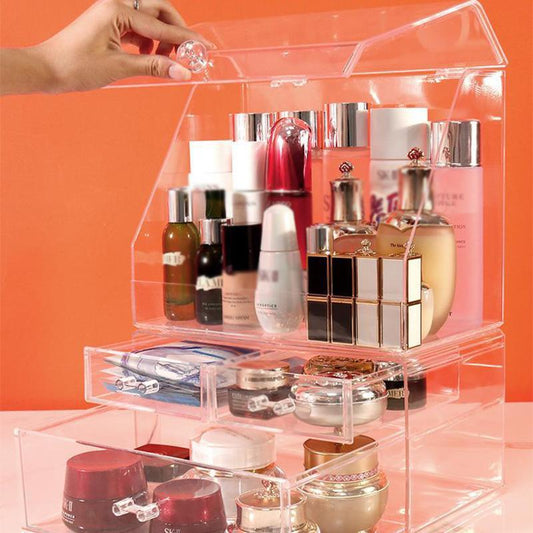 Acrylic Cosmetic Storage Box Dustproof and Cover Household Large-capacity Transparent Simple Desktop Cosmetic Rack