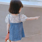 Girls Dress Summer Floral Skirt Western Style Baby Girl Short-sleeved Denim Princess Dress