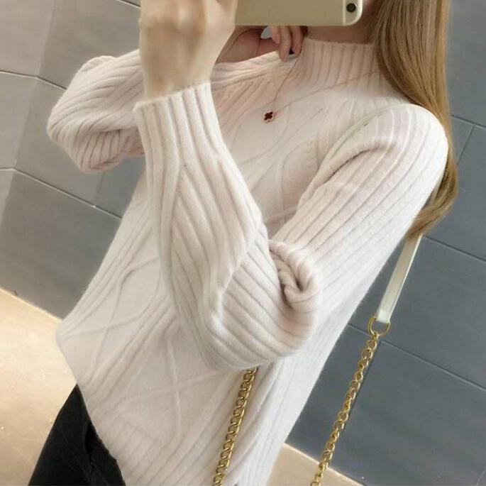 2019 Autumn Women Lady Sweater High Elastic Turtleneck Sweater Women Slim Bottoming Knitted Pullover