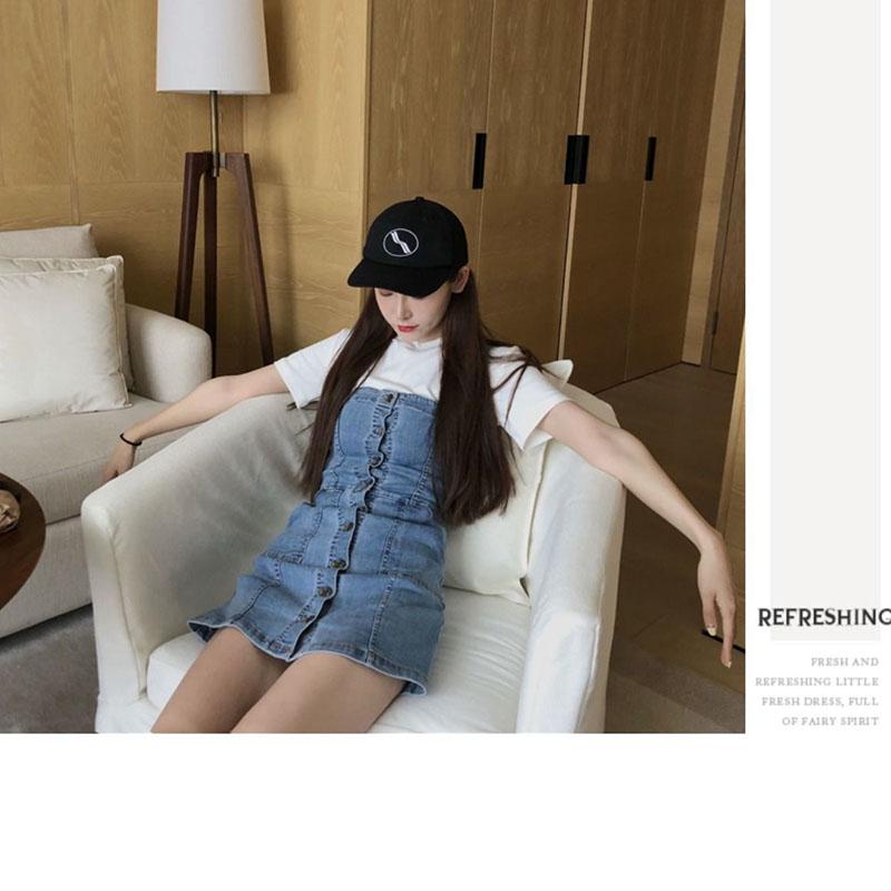 Woman Sexy Denim Strap Dress  Female Slim Package Hip Dress Summer Short Denim Dress Club Party