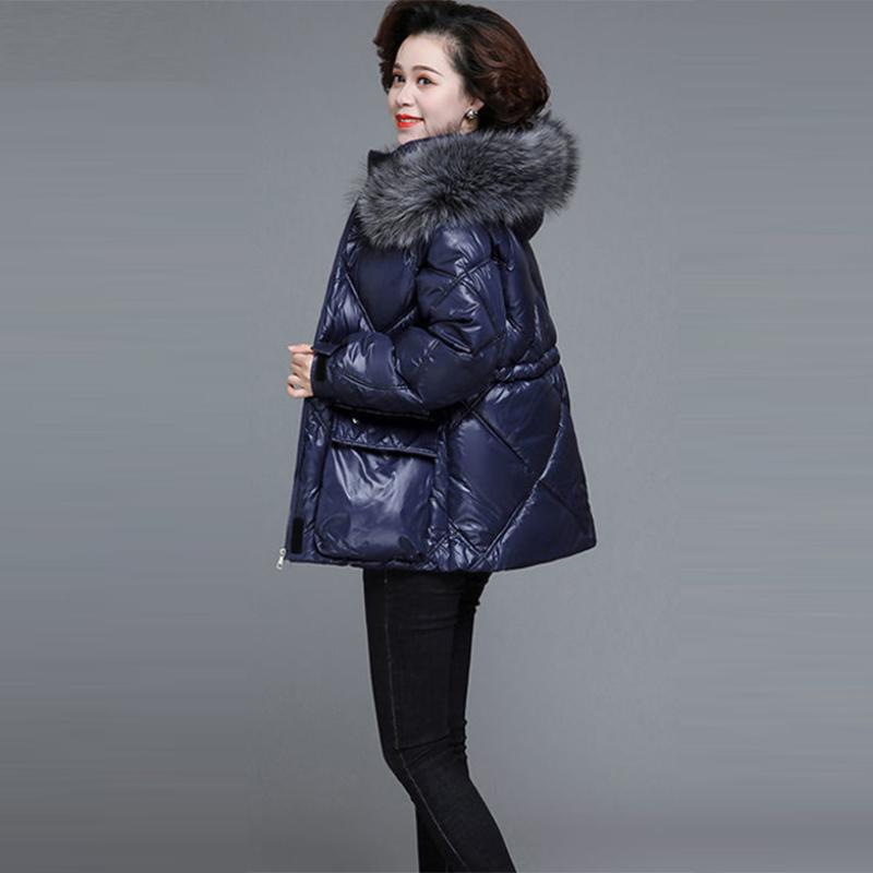 Women's Mid-length Down Jacket Winter Korean Loose Cotton Clothes Casual Hooded Padded Jacket Quilted Jacket