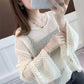 Summer Ice Silk Knitted Sunscreen Blouse Trumpet Net Shirt Top Hole Thin Women's Loose Hollow See-through Fabric Light and Breathable