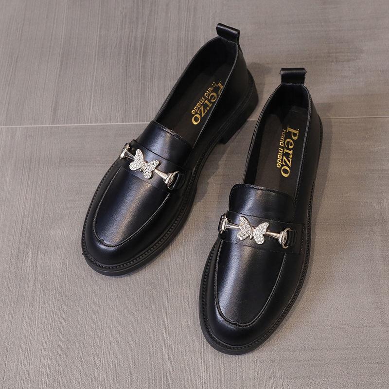 Small Leather Shoes Female British Style All-match Single Shoes Flat Leather Shoes Casual Work Shoes Comfortable and Light