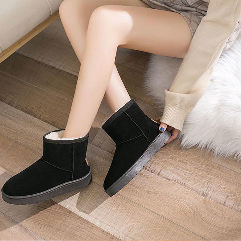 Snow Boots Women Plus Velvet Autumn and Winter Snow Cotton Shoes Non-slip Flat Short Tube Warm Women's Shoes