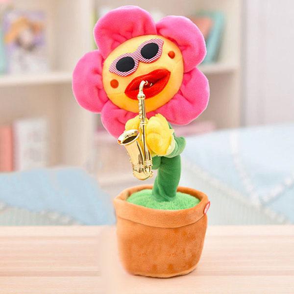 Lovely Sunflower Saxophone Plush Toy Dancing Singing Children Imitation Toy Kid's Cute Educational Toy