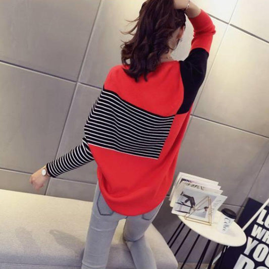 Autumn Short Bat Shirt with A Bottoming Ladies Sweater Loose Knit Outer Top