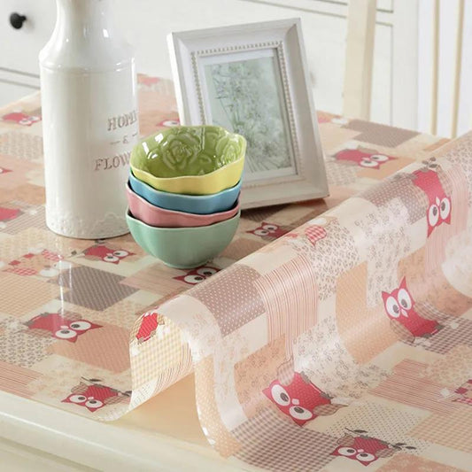 Crystal Plate Printing Table Mat Table Cloth Waterproof and Anti-scald Oil-proof Disposable Household Soft Glass PVC Tablecloth