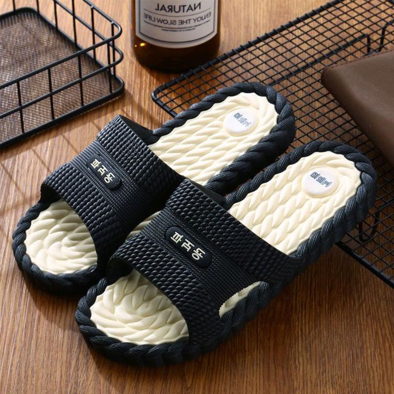 Korean Style Clearance Men's Slippers Summer Home Indoor Massage Leisure Sandals and Slippers Deodorant Non-slip Men's Outer Wear Tide Shoes