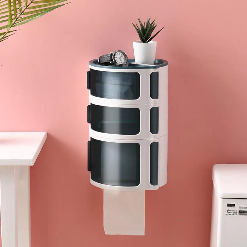 Toilet Tissue Box Toilet Free Punching Living Room Creative Stackable Paper Box Roll Paper Tube Multifunctional Rack