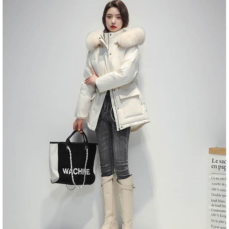 Women's Down Padded Jacket Mid-length Padded Jacket with Large Pockets Thick Padded Jacket Coat Trend