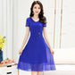 Women's Summer Dress Slim Solid Color V-neck Chiffon Long Skirt