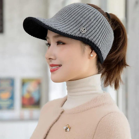 Hat Women Korean Fashion All-match Women's Empty Top Woolen Cap Knitted Warm Winter Duck Tongue Hat