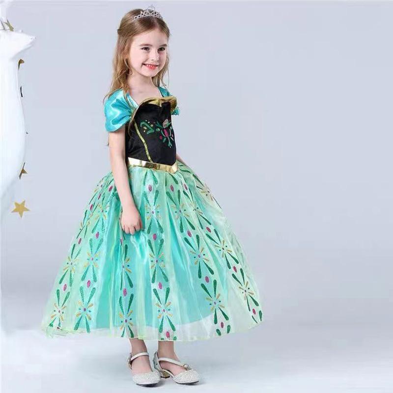 Frozen Princess Dress Summer Anna Girls Short Sleeve Dress Children's Performance Dress Birthday Performance Dress