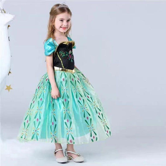 Frozen Princess Dress Summer Anna Girls Short Sleeve Dress Children's Performance Dress Birthday Performance Dress