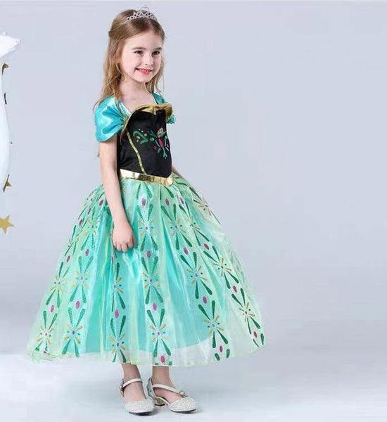 Frozen Princess Dress Summer Anna Girls Short Sleeve Dress Children's Performance Dress Birthday Performance Dress