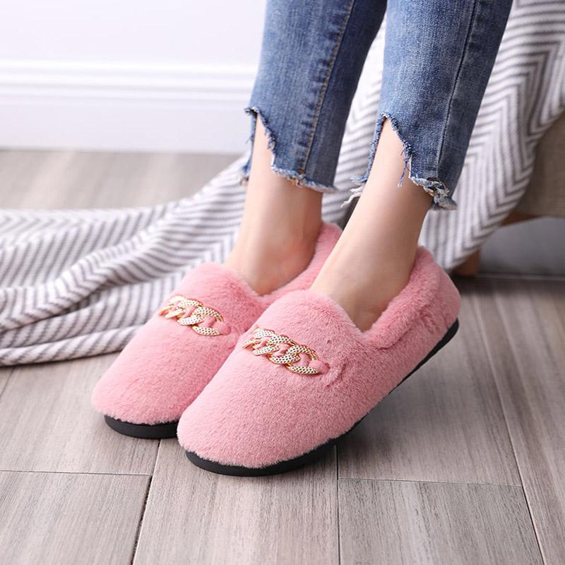 Autumn and Winter Pure Cotton Slippers Indoor Non-slip Soft-soled Shoes Warm Simple Plush Cotton Shoes