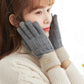 Women's Winter Plus Velvet Padded Gloves Touch Screen Korean Style Riding Warm Knitted Woolen Full Fingers Gloves Soft Thermal Windproof Mittens