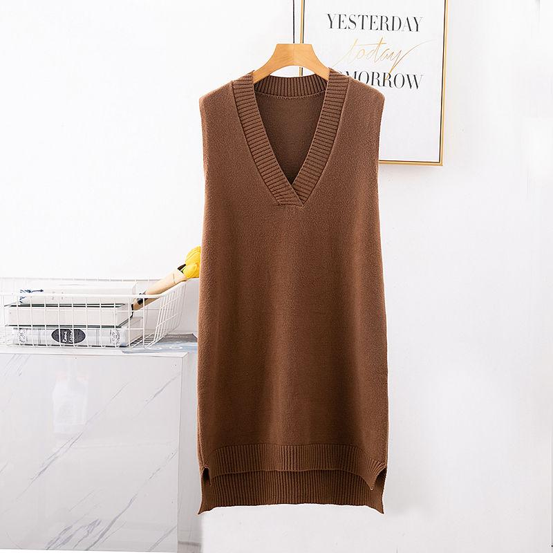 Women's Spring and Autumn Knit Sweater Vest Vest Korean Version Loose V-neck Waistcoat Sleeveless Sling All-match Sweater Women