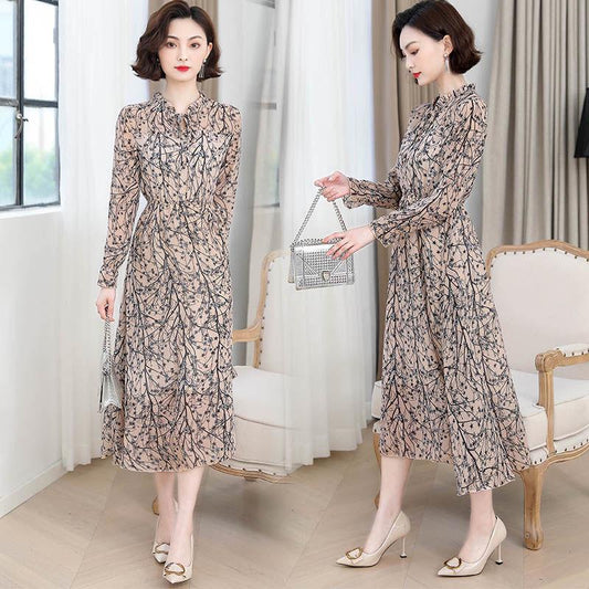 Vintage Plus Size Floral Maxi Dresses Long Sleeve Sexy Dress Women Elegant