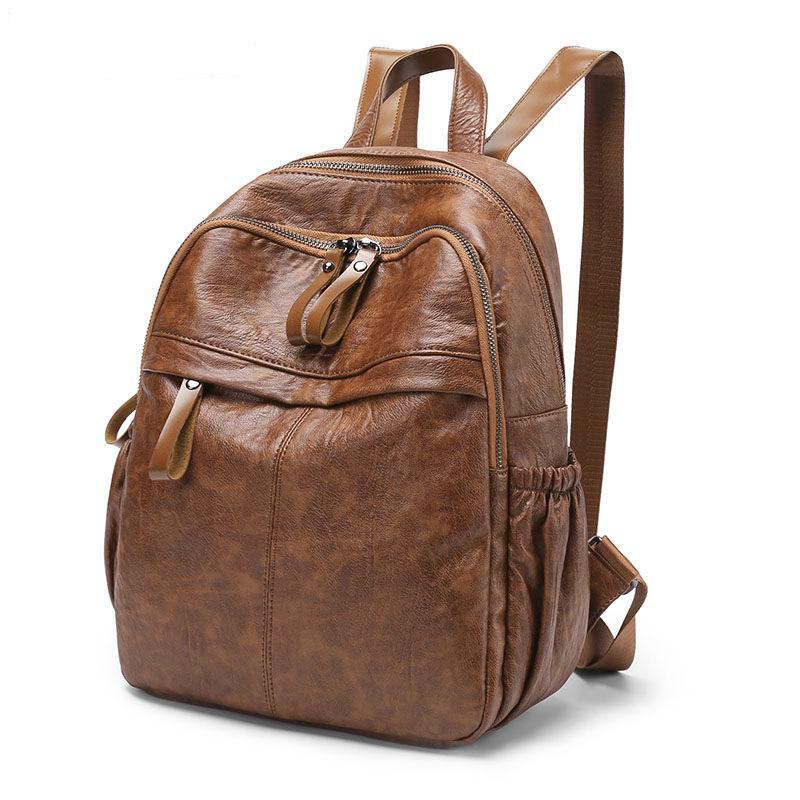 Leather Shoulder Bag Cowhide Large-capacity Trend Wild Travel Simple Casual Backpack