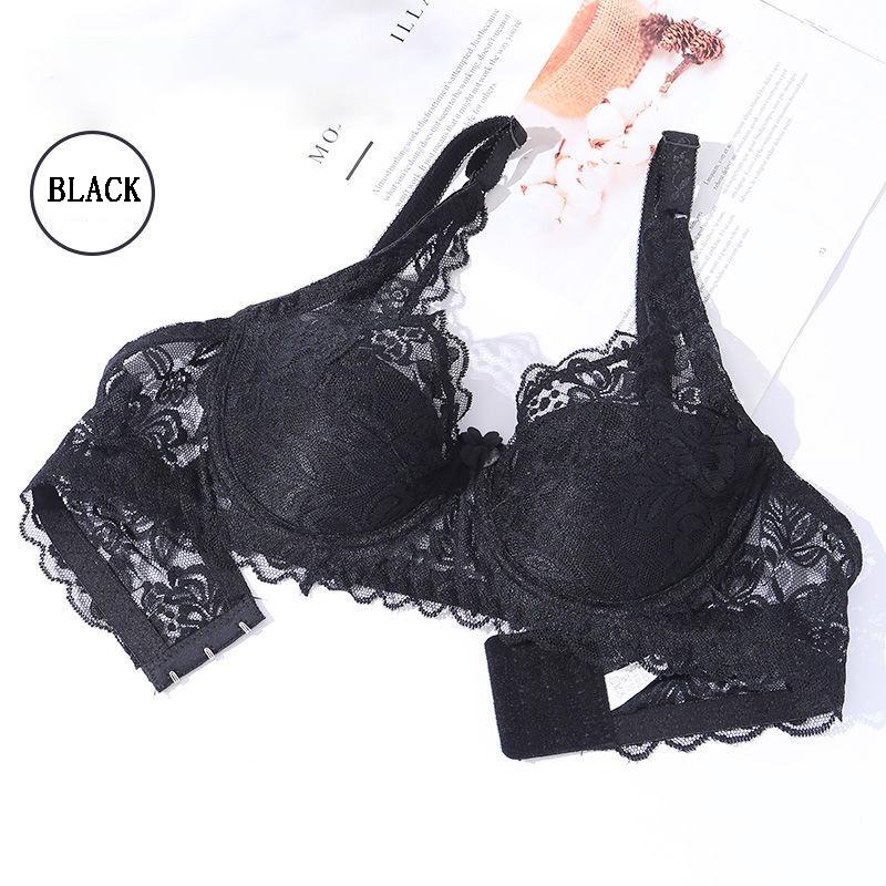 No Steel Ring Ultra-thin Bra Thin Underwear Ladies Gather Lace Sexy Big Breasts No Sponge Large Size Bra