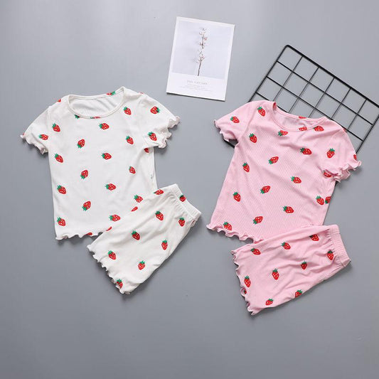 Two-piece Suit Children's Summer Thin Short-sleeved Pajamas Set Children's Home Service Girl's Baby Air-conditioned