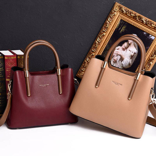 Female Bag Leather Texture Handbag Fashion All-match Messenger Bag Middle-aged European and American Ladies Bag