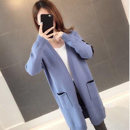 Spring and Autumn Loose Casual Sweater Mid-length Knitted Outer Wear Top Fashion All-match Female Jacket